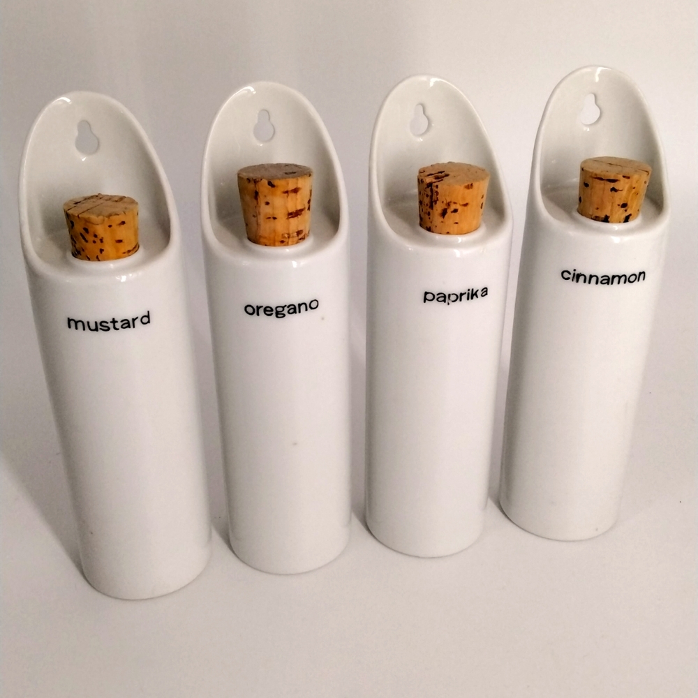 Vintage White Ceramic Spice Jars
